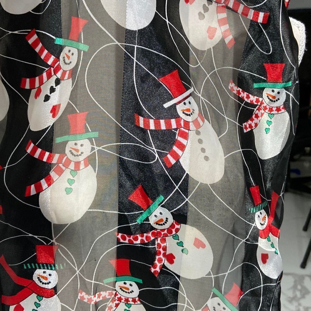 Winter Snowman Holiday Scarf Black Red White Green Polyester 13x59 - Picture 2 of 2